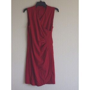 Lauren Ralph Lauren Red Sleeveless Ruched Sheath Dress Cotton/Modal M